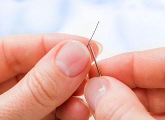 Macro of threading a needle