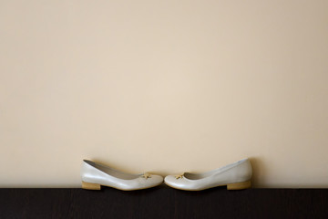 Fototapeta na wymiar Bridal shoes without heel