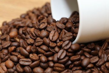 coffee cup with coffee beans