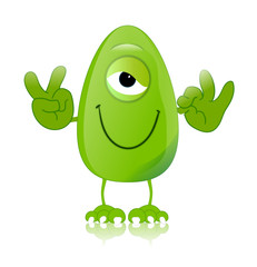 green monster character expressions funny