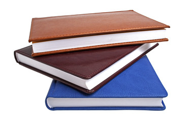 Colorful books on a white background