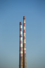 Industrial view of factory with chimney