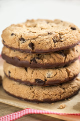 Pile of chocolate cookies, close up