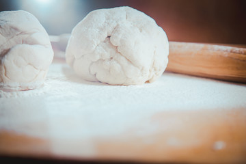 tangle of dough with flour, bake bread