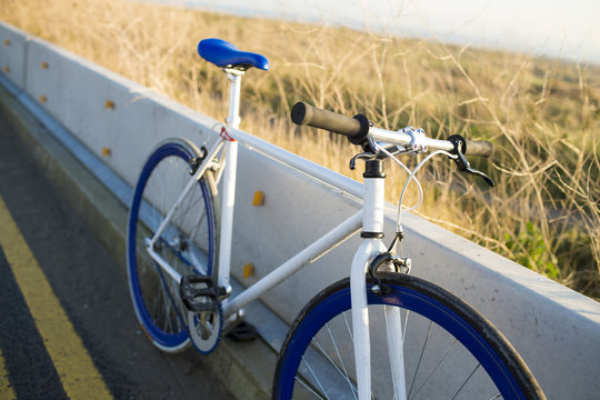 A fixed-gear bicycle