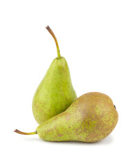 Pair of green ripe pears