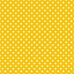 Tile vector pattern with white polka dots on yellow background