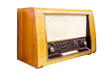 vintage radio isolated with clipping path