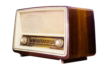 vintage radio isolated with clipping path