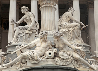 Fototapeta premium Pallas Athena Fountain in front of the Austrian Parliament in V
