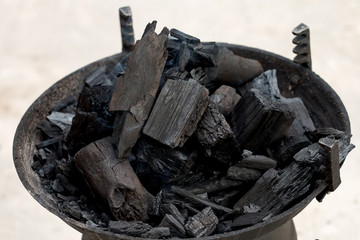 Close up of coal in barbecue