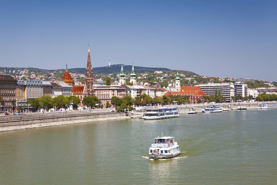 Views of the Buda side of Budapest sunny summer day