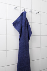 Blue hanging towel