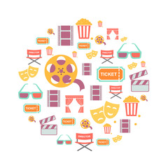 Movie Graphic Icons on white Background.