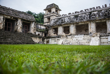 Palenque Mayan City. Ruins in the Jungle, Chiapas, traveling thr
