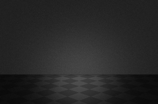 Black texture scene or background with floor