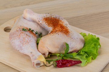 Raw chicken leg