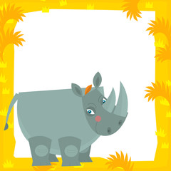 Cartoon frame scene - rhino - illustration