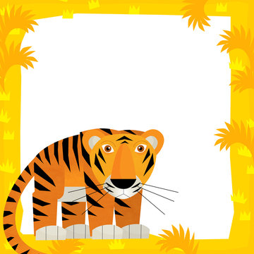 Cartoon frame scene - tiger - illustration