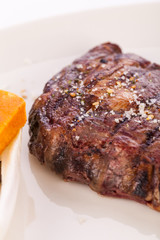 Grilled beef steak with seasoning