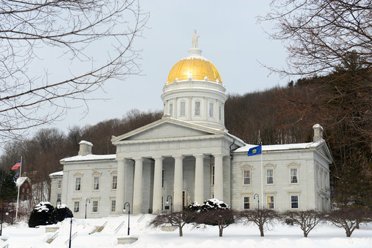 Vermont State House In Winter, Montpelier, Vermont