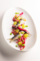 Starter with a cold fish fillet