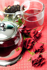 scalded teapot and cup of tea