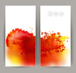 set of two banners, abstract headers with red blot