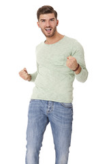 Fototapeta premium young man in casual fashion on white