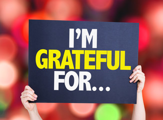 I'm Grateful For... card with bokeh background - obrazy, fototapety, plakaty