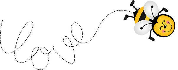 Cute bee writes love with your flight
