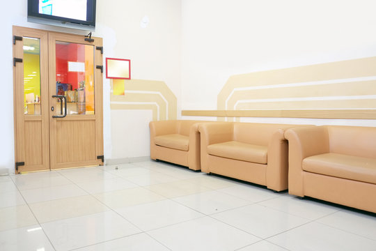 leather sofas in the waiting room