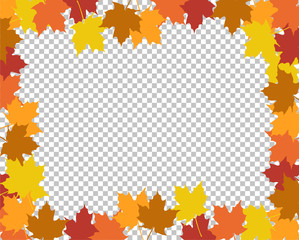 autumn border leaves over a blank