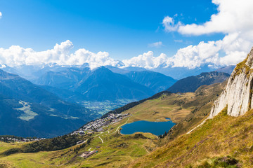 Fototapeta na wymiar Bettmersee (Lake) and the alps in Valais