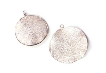 Close up of silver earrings