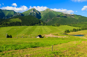 Green summer landscape of Tatra Mountains in Zdiar, Slovakia