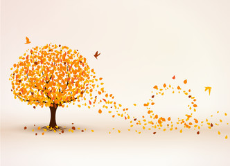 Herbstbaum im Wind Hintergrund