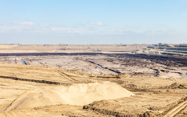 Opencast brown coal mine. Open pit.