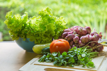 organic food background Vegetables on table