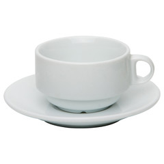coffee or tea cup with saucer isolated on white backgroun