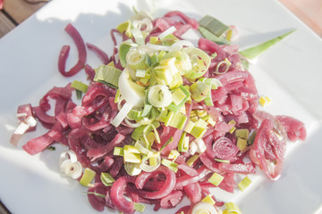 Marinated red onion