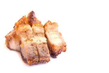 Crispy skin fried pork isolated on white background