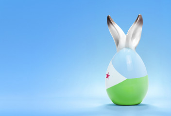 Colorful cute easter egg and the flag of Djibouti .(series)