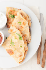 original mexican quesadilla on white plate