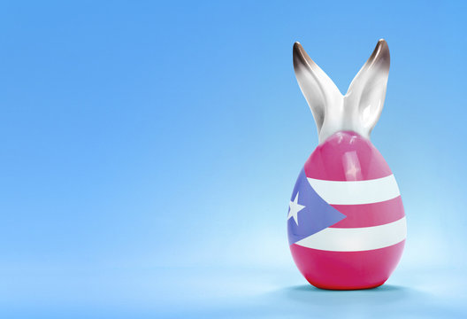 Colorful cute easter egg and the flag of Puerto Rico .(series)