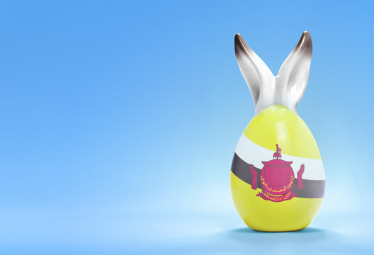 Colorful cute easter egg and the flag of Brunei .(series)