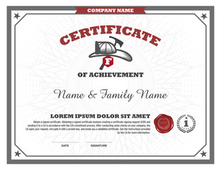 Certificate fire man design template