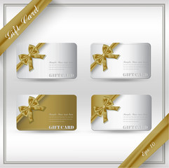 Collection of gift cards with ribbons. Vector background