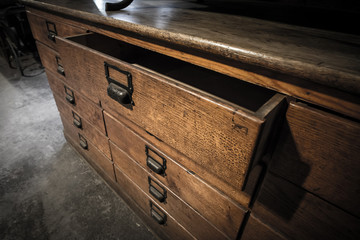 wooden drawers old vintage retro style