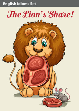 English idiom showing a lion